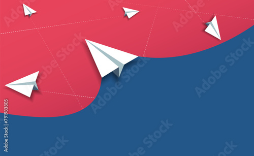 business concept moving forward, your own trajectory and finding a solution plan and strategy. Paper airplanes and space for text