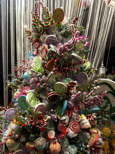 Confectionery Christmas: A Whimsical Tree Adorned in Sweets