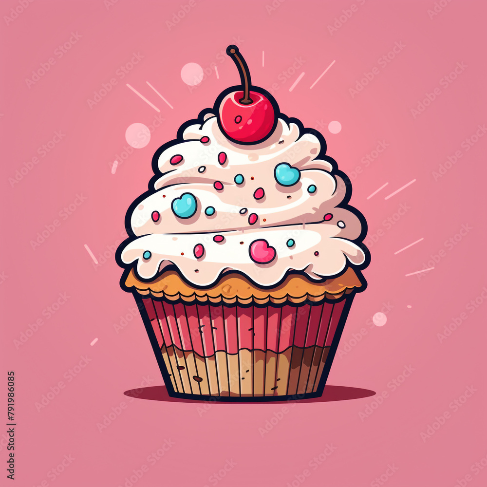 Cupcake in cartoon and pixel style сreated with Generative Ai Cupcake in cartoon and pixel style сreated with Generative Ai
