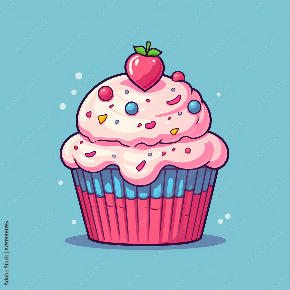 Cupcake in cartoon and pixel style сreated with Generative Ai Cupcake in cartoon and pixel style сreated with Generative Ai