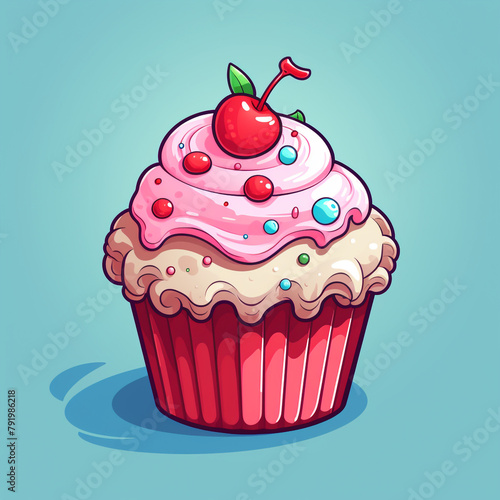 Cupcake in cartoon and pixel style сreated with Generative Ai