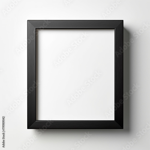 small simple square empty photo frame with black wood border without background сreated with Generative Ai