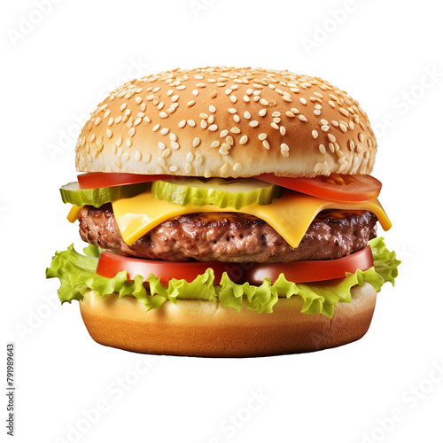 Beef burger isolated on transparent background