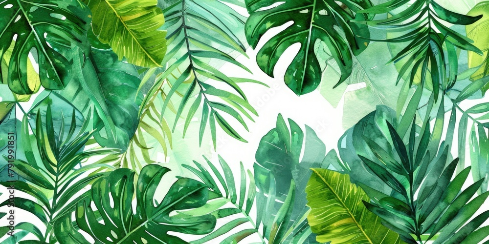 Tropical Leaves Watercolor Painting