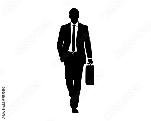 Stylish man with suit and tie. Business man vector illustration. office worker silhouette artwork. 
