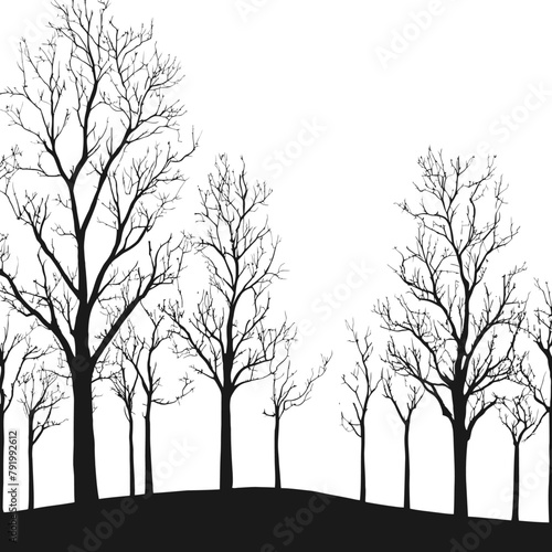 dead trees Silhouette vector isolated in white background. dead forest tree. autumn bare trees. Realistic trees silhouette
