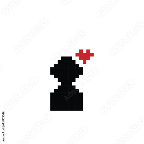 Vector minimal pixel art cartoon love red heart feeling happy minimal concept. Pixel art,vector,heart,love,pixel,valentine concept icon idea. © FirstFreedom
