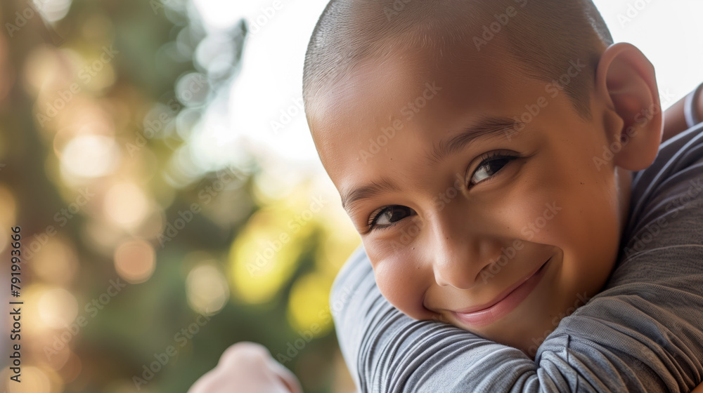 Courageous young boy smiling warmly after chemotherapy. Courageous young boy smiling warmly after chemotherapy.