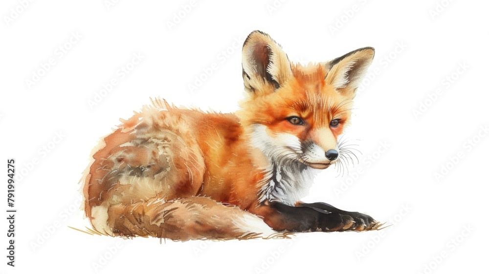 Fototapeta premium Red Fox Watercolor Painting