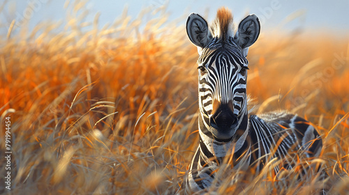Zebra in the grass field