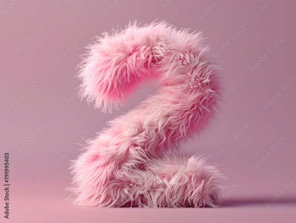 Fluffy number 2, two on solid background Fluffy number 2, two on solid background