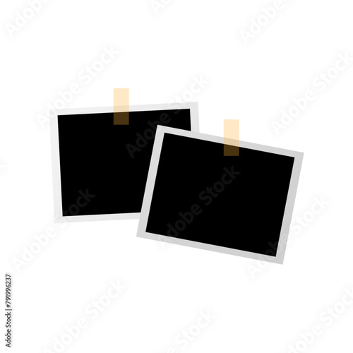 Blank photo frame on white isolated.Vector illustration