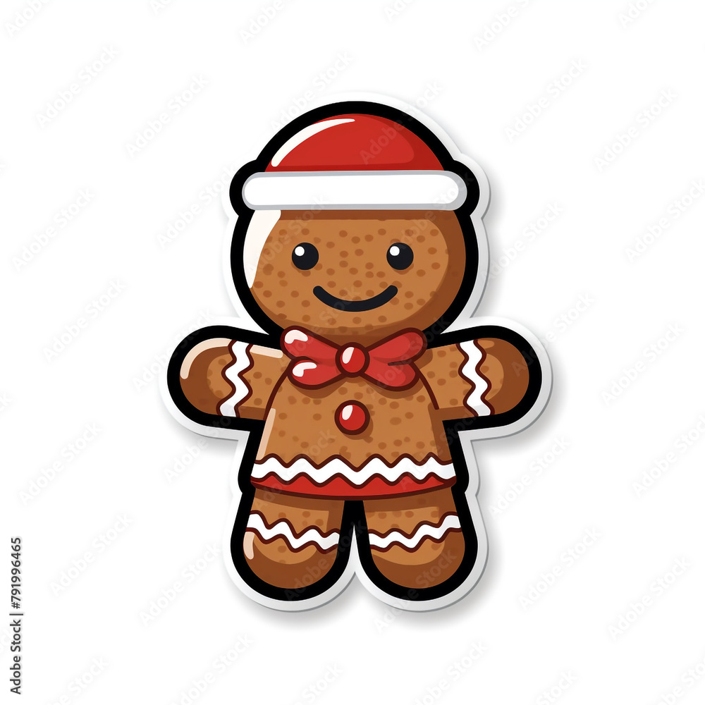 simple Christmas Gingerbread in pixel style sticker with white background сreated with Generative Ai simple Christmas Gingerbread in pixel style sticker with white background сreated with Generative Ai