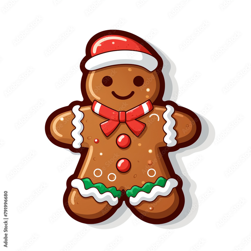 simple Christmas Gingerbread in pixel style sticker with white background сreated with Generative Ai simple Christmas Gingerbread in pixel style sticker with white background сreated with Generative Ai