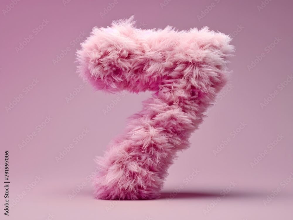 Fluffy Number 7 on Solid Background Fluffy Number 7 on Solid Background