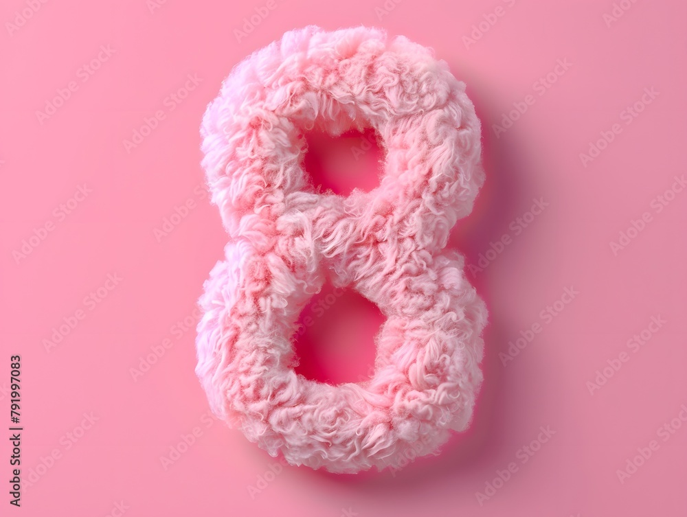 Fluffy number 8 on solid background Fluffy number 8 on solid background