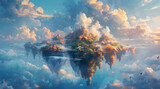 Dreamscape Odyssey: Oil Painting Captures Serenity Amidst Floating Flowers and Butterflies