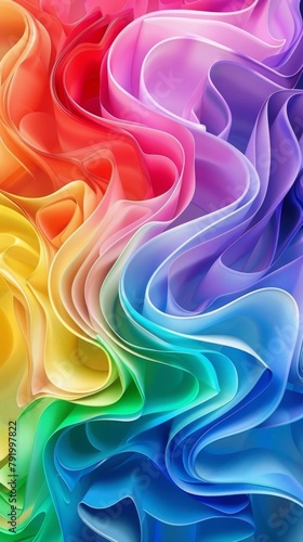 Vibrant Abstract Waves in Rainbow Colors Digital Vertical Artwork