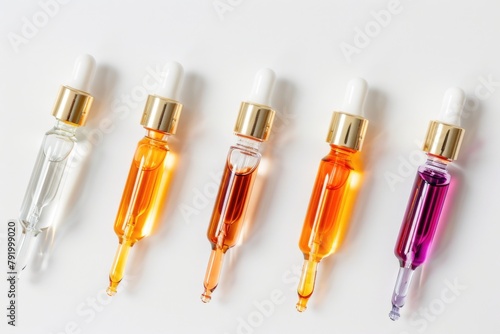 Row of Colored Perfume Bottles