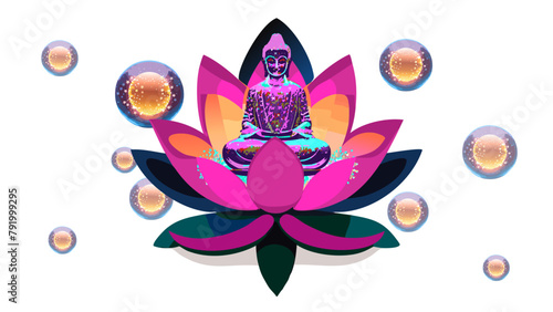 buda em meditação e psicodelia