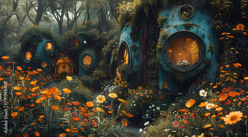 Intricate Fusion: Oil Painting Captures Nature and Machinery in Steampunk Garden