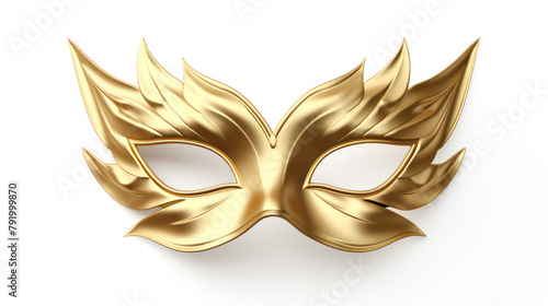 Stylish Gold Masquerade Mask in 3D Rendering: Vibrant Carnival Party Theme