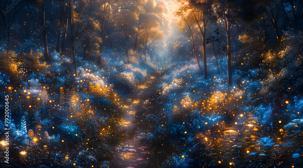 Enchanted Reverie: Oil Painting Depicts Vision-Like Garden with Softly Glowing Elements