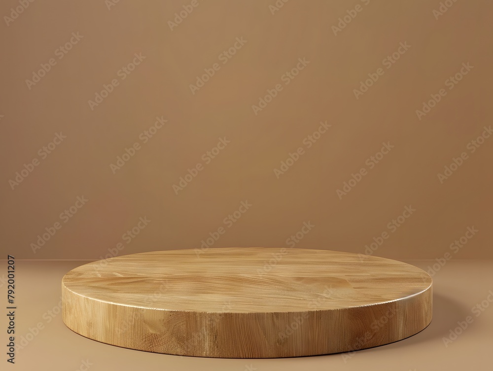 Wooden podium for product presentation on solid background Wooden podium for product presentation on solid background