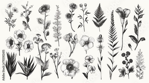 Monochrome botanical illustration