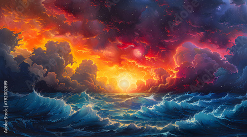 Infinite Horizons: Oil Painting Captures Illusion of Depth with Boundless Layers photo