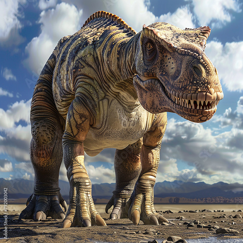 3d rendered photo of a edmontosaurus an icon in popular culture movie poster shot an imax laser © Anas