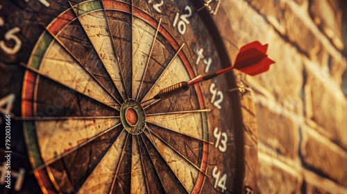 Bullseye with darts, symbolizing competitive edge in strategic business photo