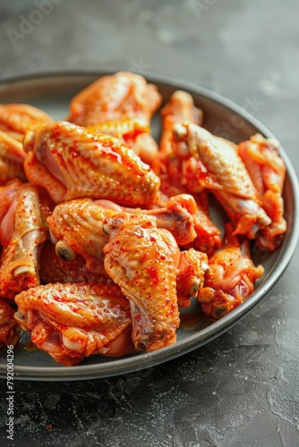 Plate of saucy chicken wings