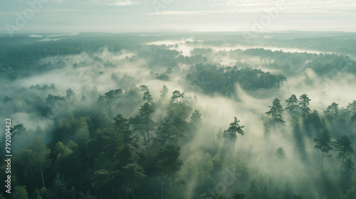 Amidst a dense fog, LiDAR technology penetrates the mist, mapping terrain
