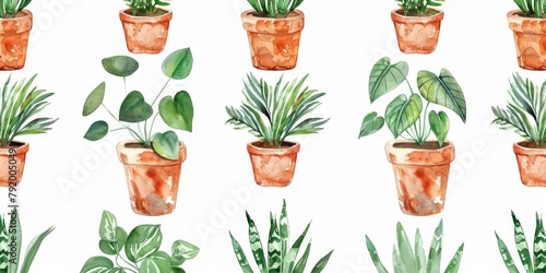 Potted Plants on White Background