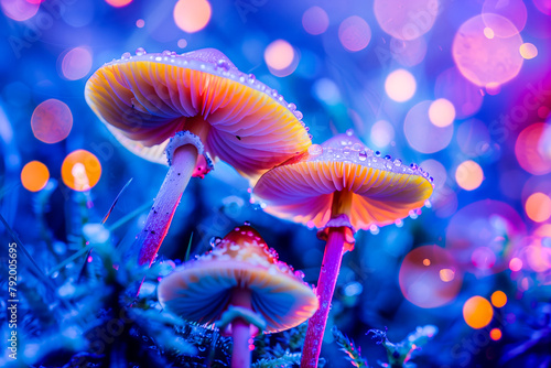 Psilocybin mushrooms under fluorescent lighting