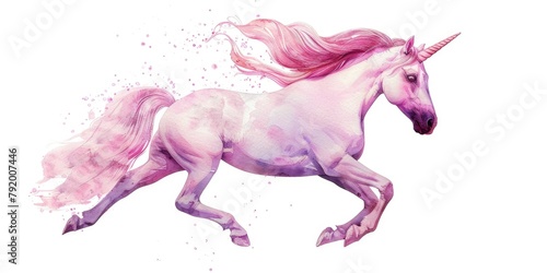 Unicorn with Pink Mane Watercolor Painting