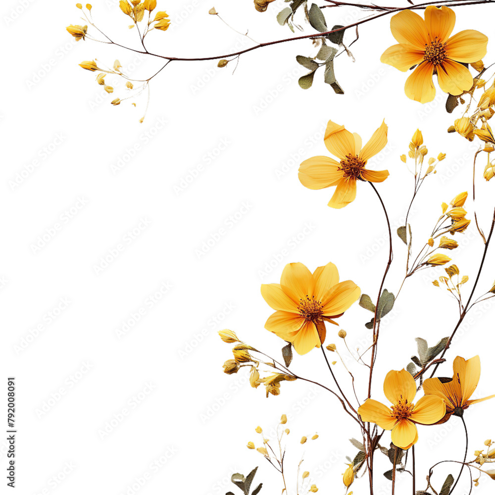 yellow flowers isolated on transparent background Generative AI