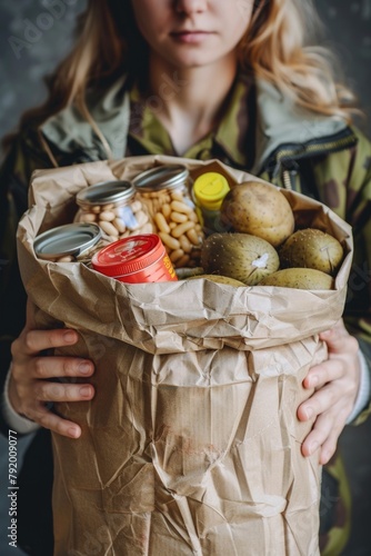 Woman Holding Bag of Food