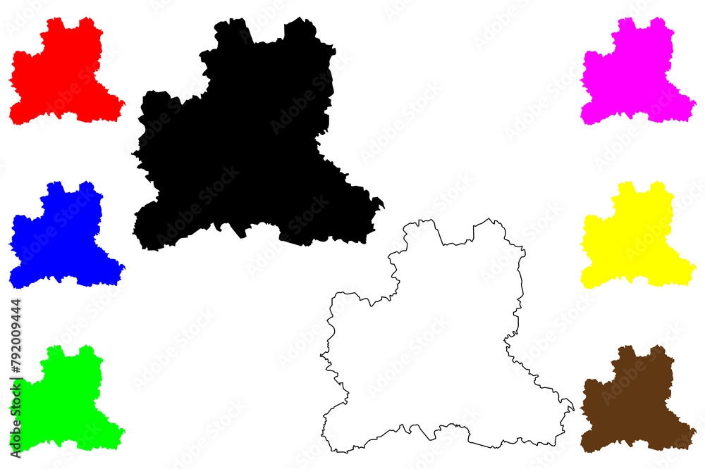 Fototapeta premium Lipetsk Oblast (Russia, Subjects of the Russian Federation, Oblasts of Russia) map vector illustration, scribble sketch Lipetsk Oblast map