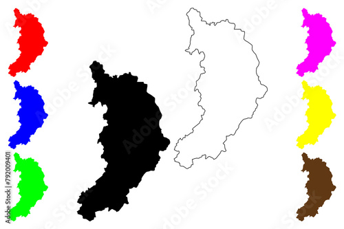 Khakassia (Russia, Subjects of the Russian Federation, Republics of Russia) map vector illustration, scribble sketch Republic of Khakassia map
