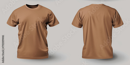 Brown t-shirt mockup front and back showing different angles of shirt can be used for multipurpose