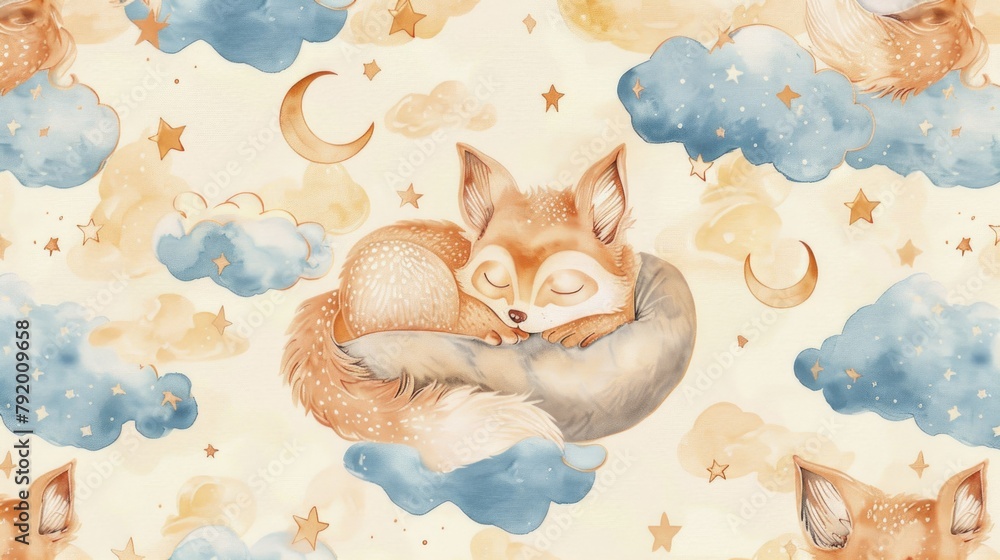 Obraz premium Fox Sleeping on Pillow