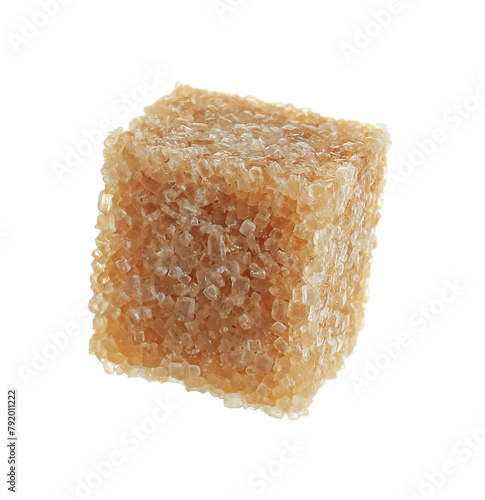 Fotografía One brown sugar cube isolated on white