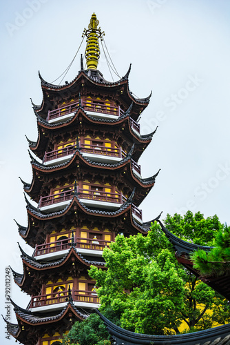 Принти на полотні Ancient Jiming Temple, Xuanwu District, Nanjing City-Landmark Building and Tower