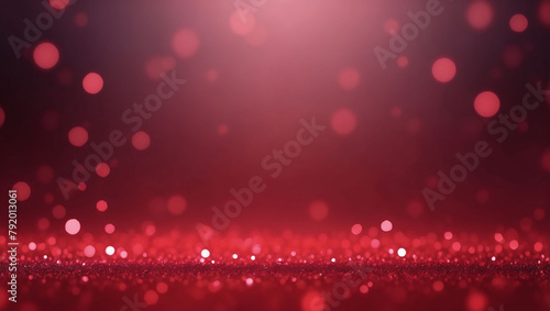 Abstract blur bokeh banner background. Silver bokeh on defocused ruby red background.