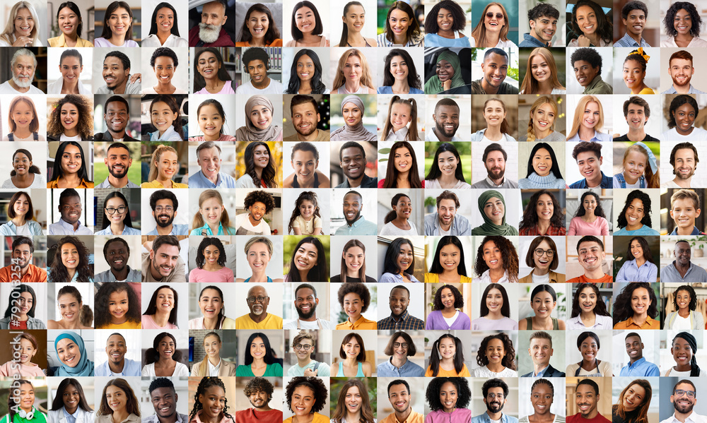 © Prostock-studio - Mosaic of diverse faces representing global humanity