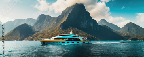 Luxurious yacht primed for an extravagant excursion across the sea photo