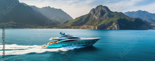 Luxurious yacht primed for an extravagant excursion across the sea photo