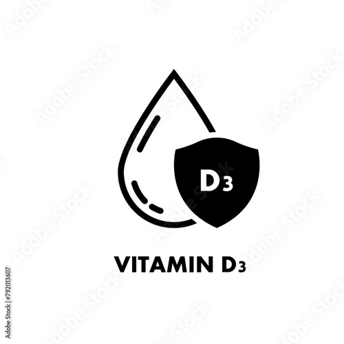 Vitamin D3 icon. Badge, symbol. Vitamin D3 line icon simple water drop.